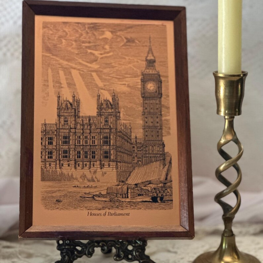 Vintage Copper Etching: Houses of Parliament, London - Framed No. 126