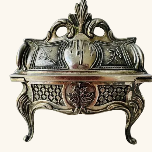 Vintage , silver-toned metal jewelry or trinket box 5x5.5