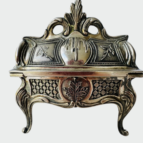 Vintage , silver-toned metal jewelry or trinket box 5x5.5