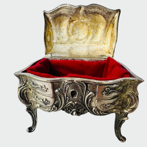 Vintage , silver-toned metal jewelry or trinket box 5x5.5