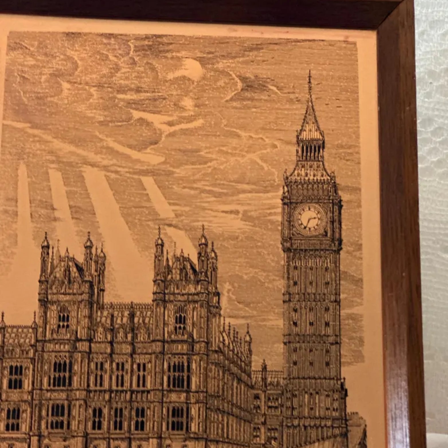 Vintage Copper Etching: Houses of Parliament, London - Framed No. 126