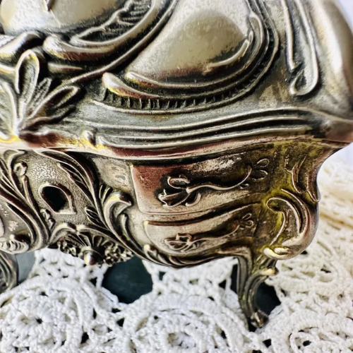 Vintage , silver-toned metal jewelry or trinket box 5x5.5