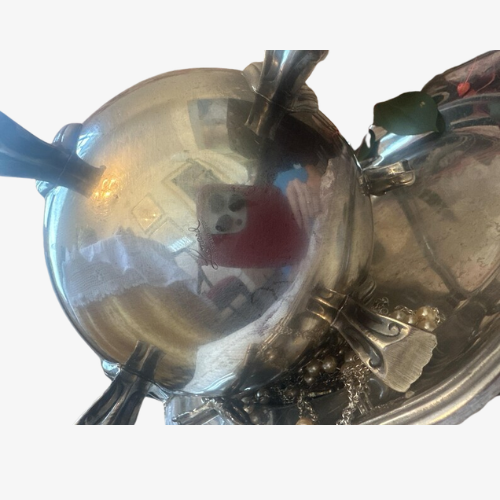 Vintage Leonard Silverplate Pitcher with Pewter Plate