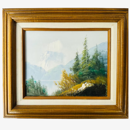 Oil on canvas Landscape Mountains 11x10.