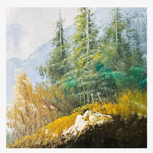 Oil on canvas Landscape Mountains 11x10.