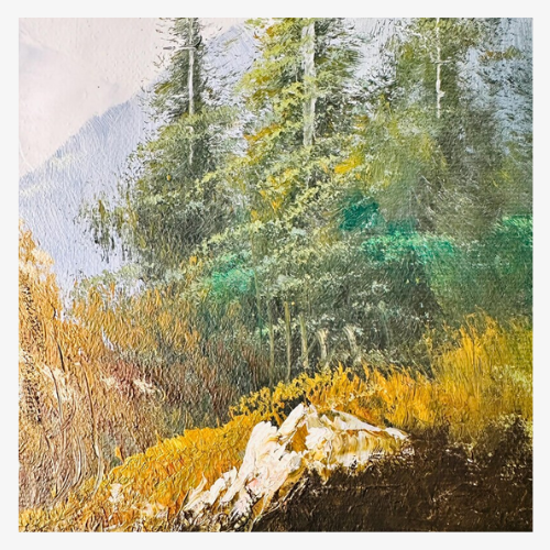 Oil on canvas Landscape Mountains 11x10.