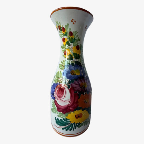 Vintage hand-painted ceramic vase with a floral design B Rapino Italy 10x 4