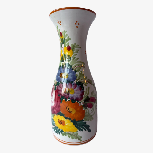 Vintage hand-painted ceramic vase with a floral design B Rapino Italy 10x 4