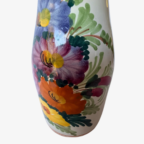 Vintage hand-painted ceramic vase with a floral design B Rapino Italy 10x 4
