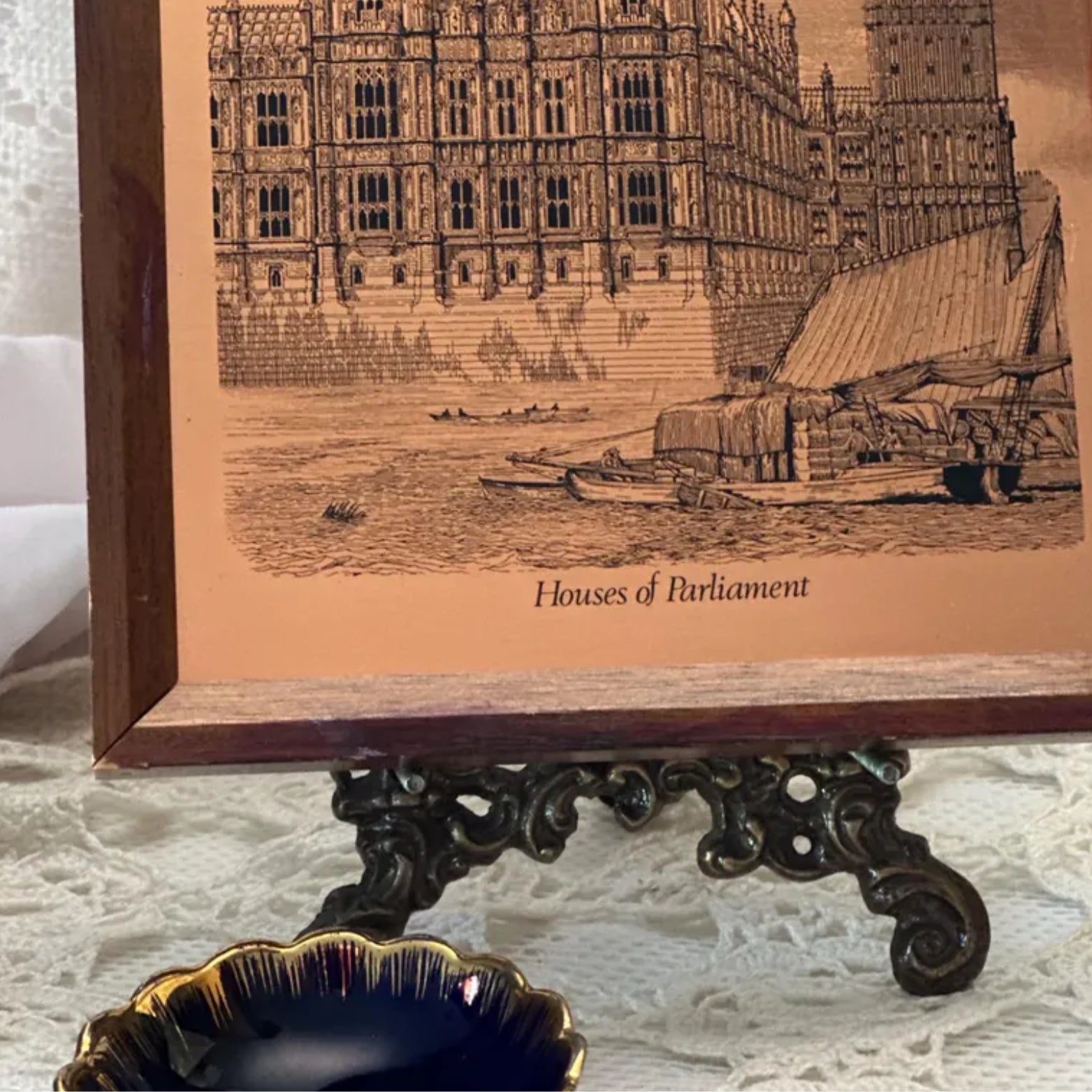 Vintage Copper Etching: Houses of Parliament, London - Framed No. 126