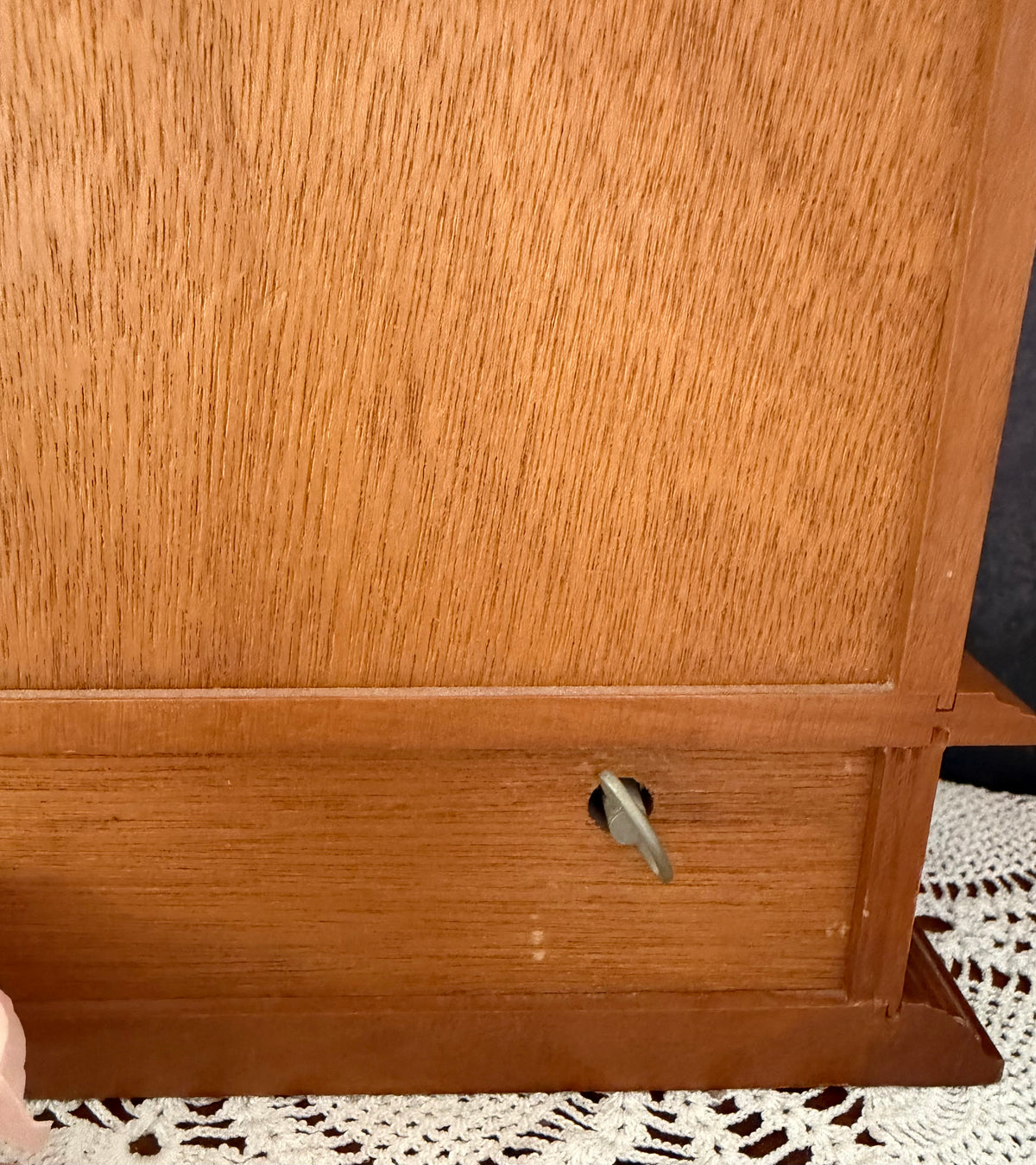 Vintage Wooden Jewelry Armoire Music Box – Etched Glass Doors – Drawers & Hooks – Victorian Style Jewelry Cabinet