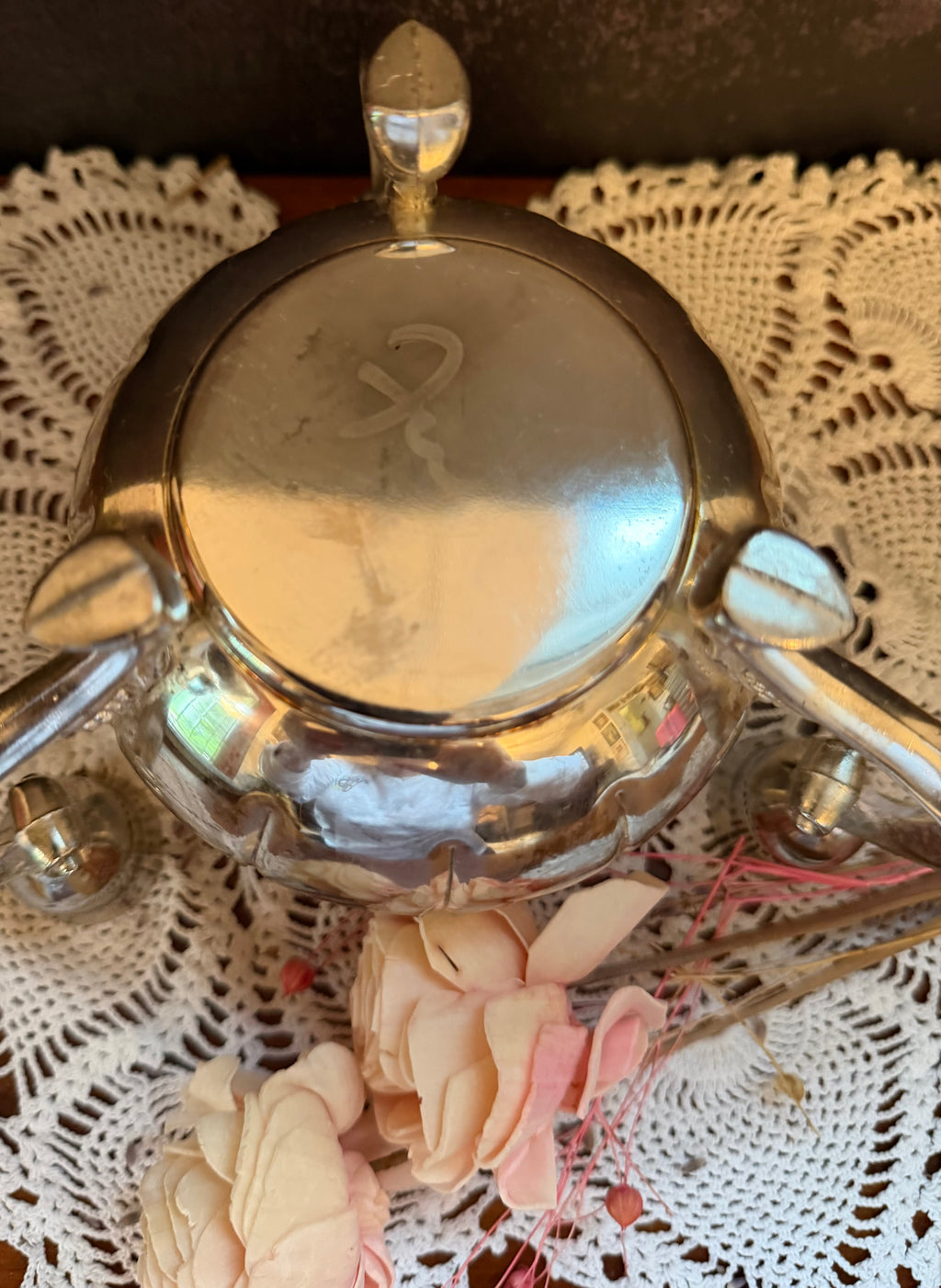 Vintage Silver Tone Lotus Flower Candelabra – 3 Candle Holder Centerpiece – Hollywood Regency Floral Candleholder