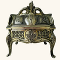Vintage , silver-toned metal jewelry or trinket box 5x5.5